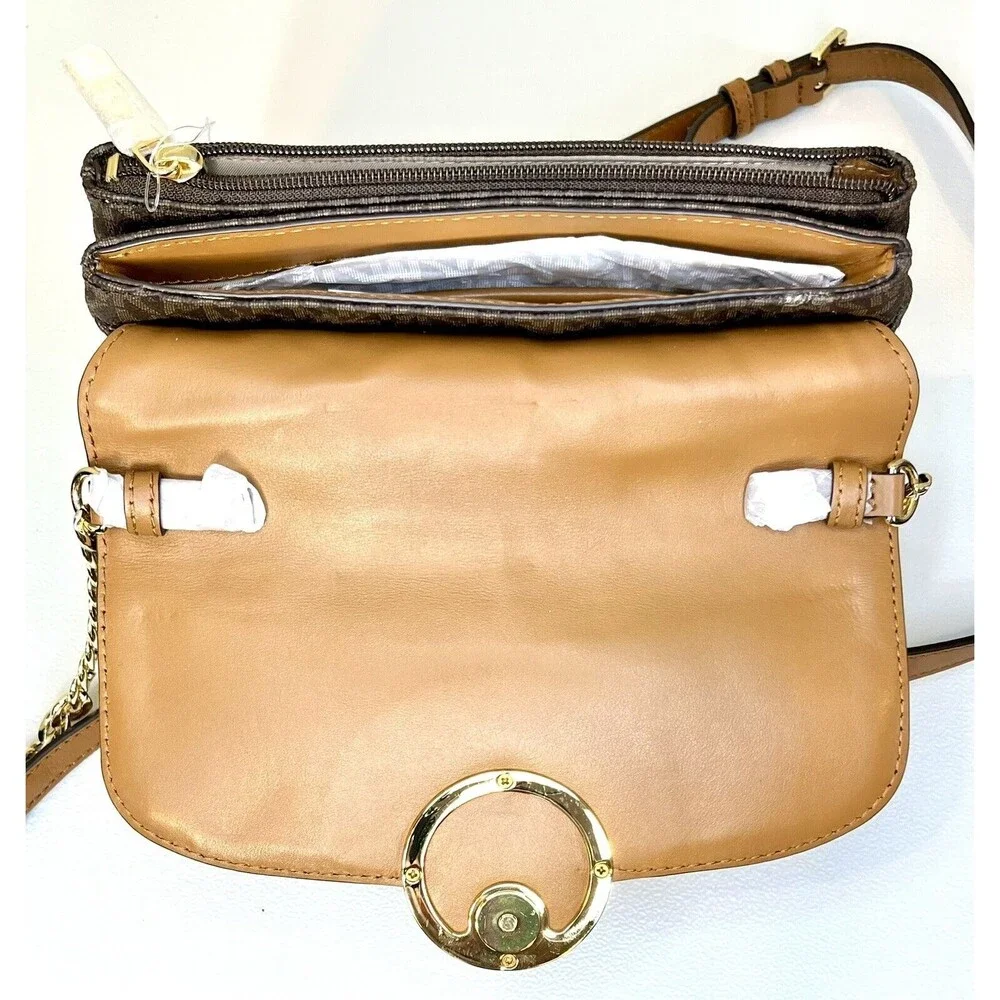 NWT Michael Kors Old Money Office Siren Brown Fulton Crossbody Bag Retail $198